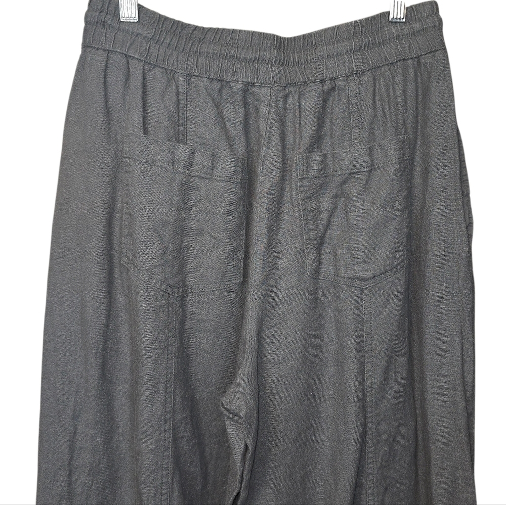 Zara Linen Blend Relaxed Tapered Leg Pull On Drawstring Pants Gray Size Small - Picture 7 of 11